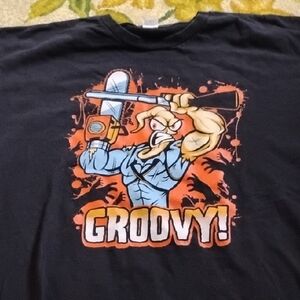 Men's Black Vintage Large Earthworm Jim Evil Dead Parody Shirt Video Game Movie